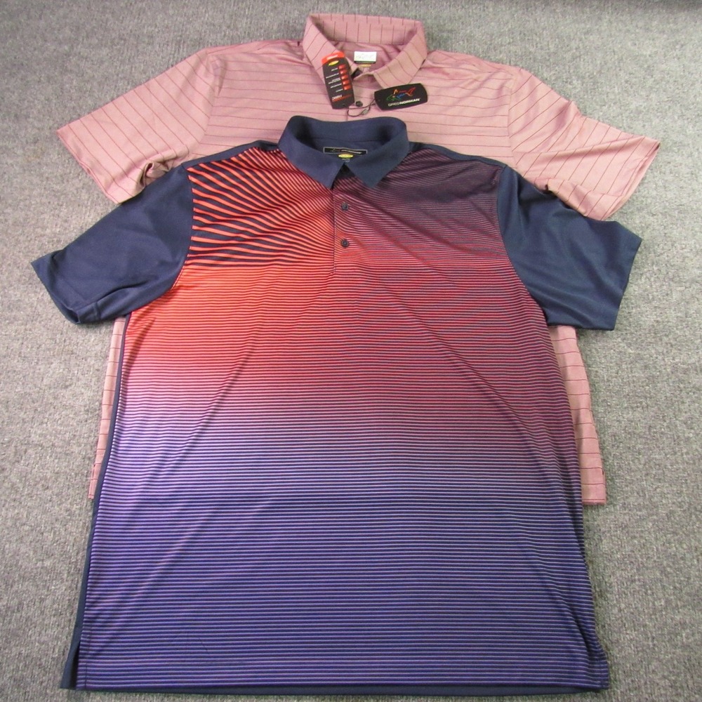 Greg Norman Polo Shirts Mens XXL Golf Play Dry Ombre Striped Performance Stretch